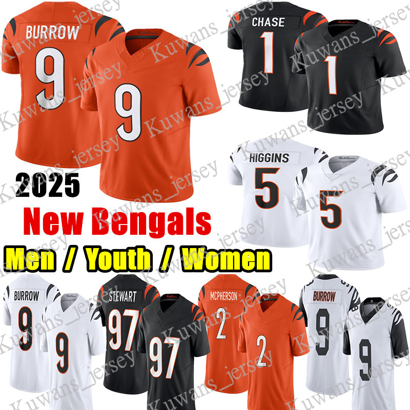 #9 Joe Burrow Football Jersey #1 Ja'Marr Chase Tee Higgins Jermaine Burton Evan McPherson Sam Hubbard Cam Taylor-Britt Mike Gesicki Amarius Mims Shemar Stewart jersey