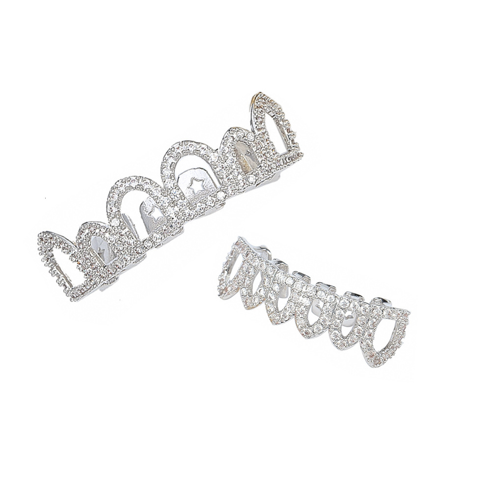 Luxury Hip Hop Gold Hollow Diamond-encrusted Halloween Gift Grillz Premium Dental Accessories Rapper Costume Accessories