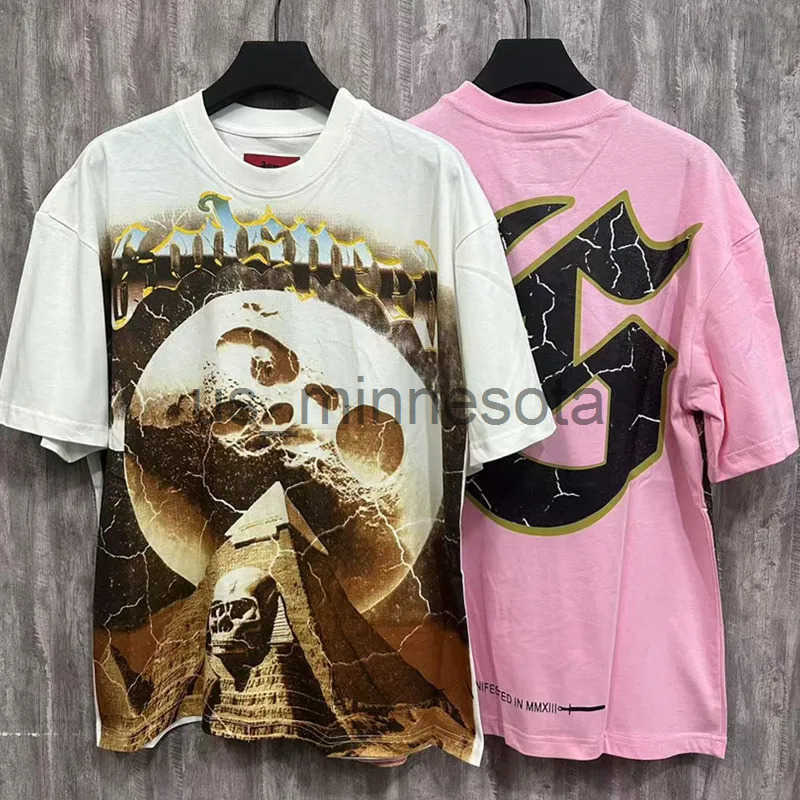 NEW Men Women Couples Pink Tee Godspeed Short Sleeve T Shirts Classic Attraction Pyramid Print Tops GOD SPEED T-shirts J250628