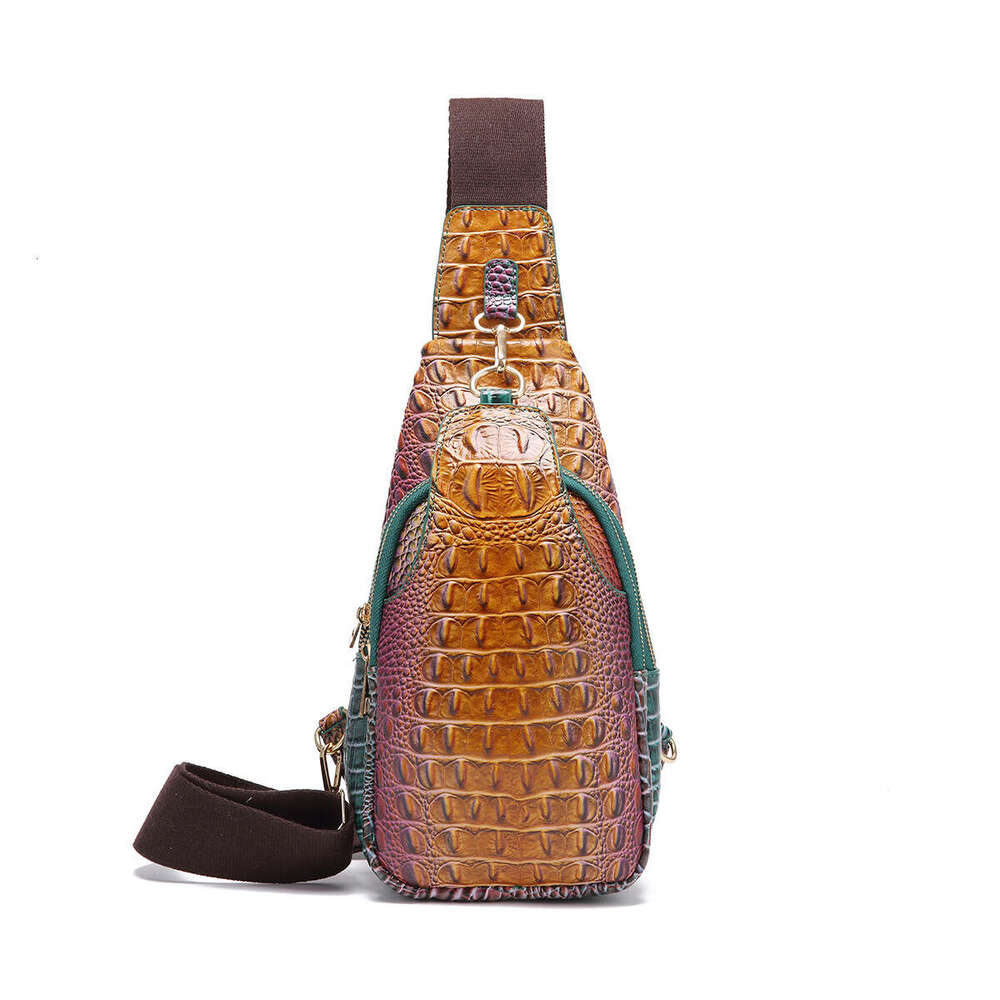 Fashion Wide Strap Women S Chest Waist Crossbody Bag Crocodile Pattern Brahmin