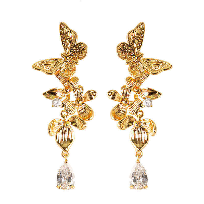 Unique Exquisite Design Long Butterfly Flower Tassel Earrings for Women Light High-end Sense Face Slimming Sier Needle Ear Jewelry - view 6