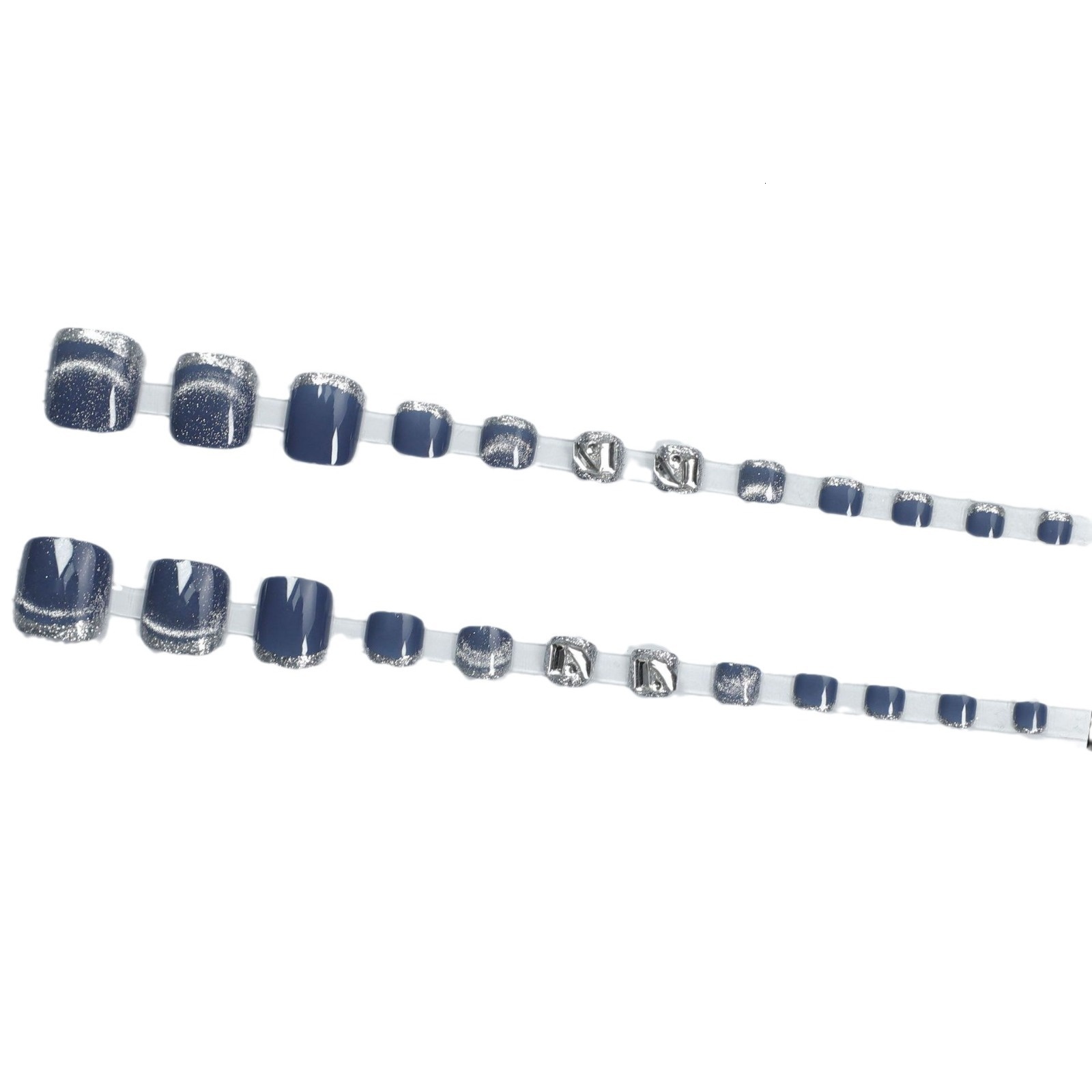 Toenail Patch Wearable Nail Art Blue Gray Crystal Cat's Eye Whitening Removable Summer Phototherapy Finished Fake Nails