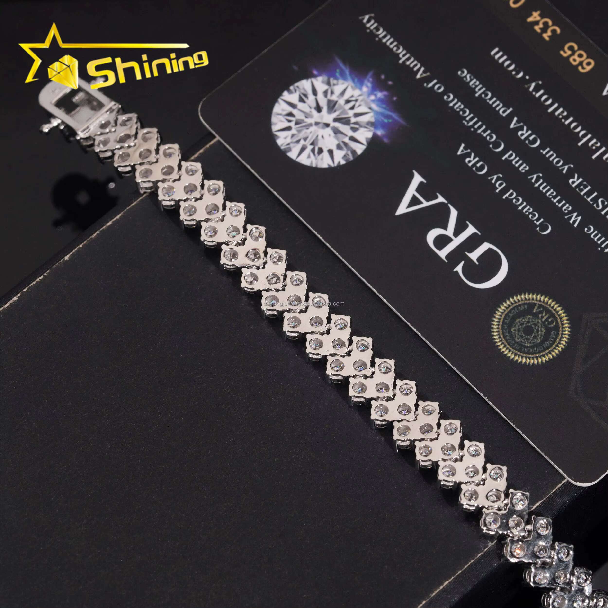 New Design Elegant Women Jewelry S925 Solid Silver Hip Hop Jewelry VVS1 Moissanite Diamond GRA Certificate Tennis Bracelet