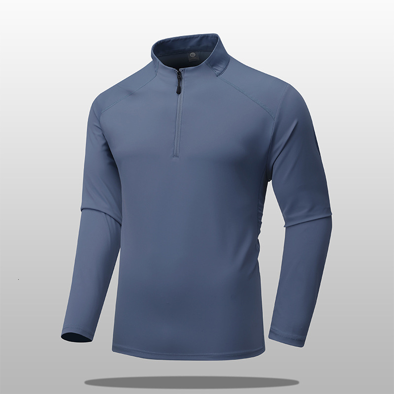 2025 Spring and Autumn Stand Collar Long Sleeve Sweatshirt Outdoor Running Quick-Dry Shirt Men's Sports T-Shirt Half Zipper