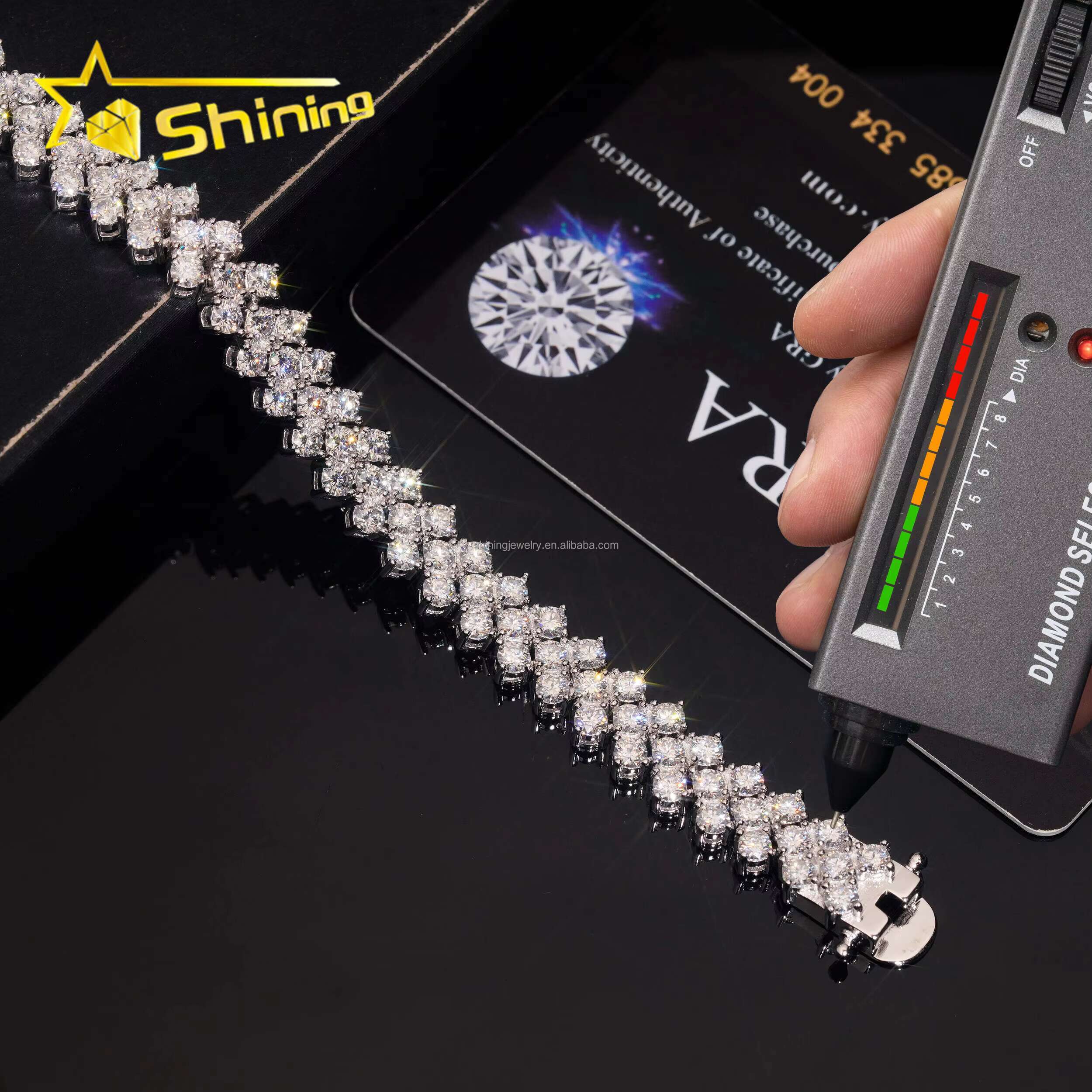 New Design Elegant Women Jewelry S925 Solid Silver Hip Hop Jewelry VVS1 Moissanite Diamond GRA Certificate Tennis Bracelet