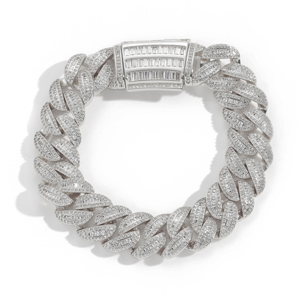 15MM High-Quality Miami Cuban Chain VVS Moissanite Iced Out Hip Hop Statement Bracelet for Men Pass the diamond tester