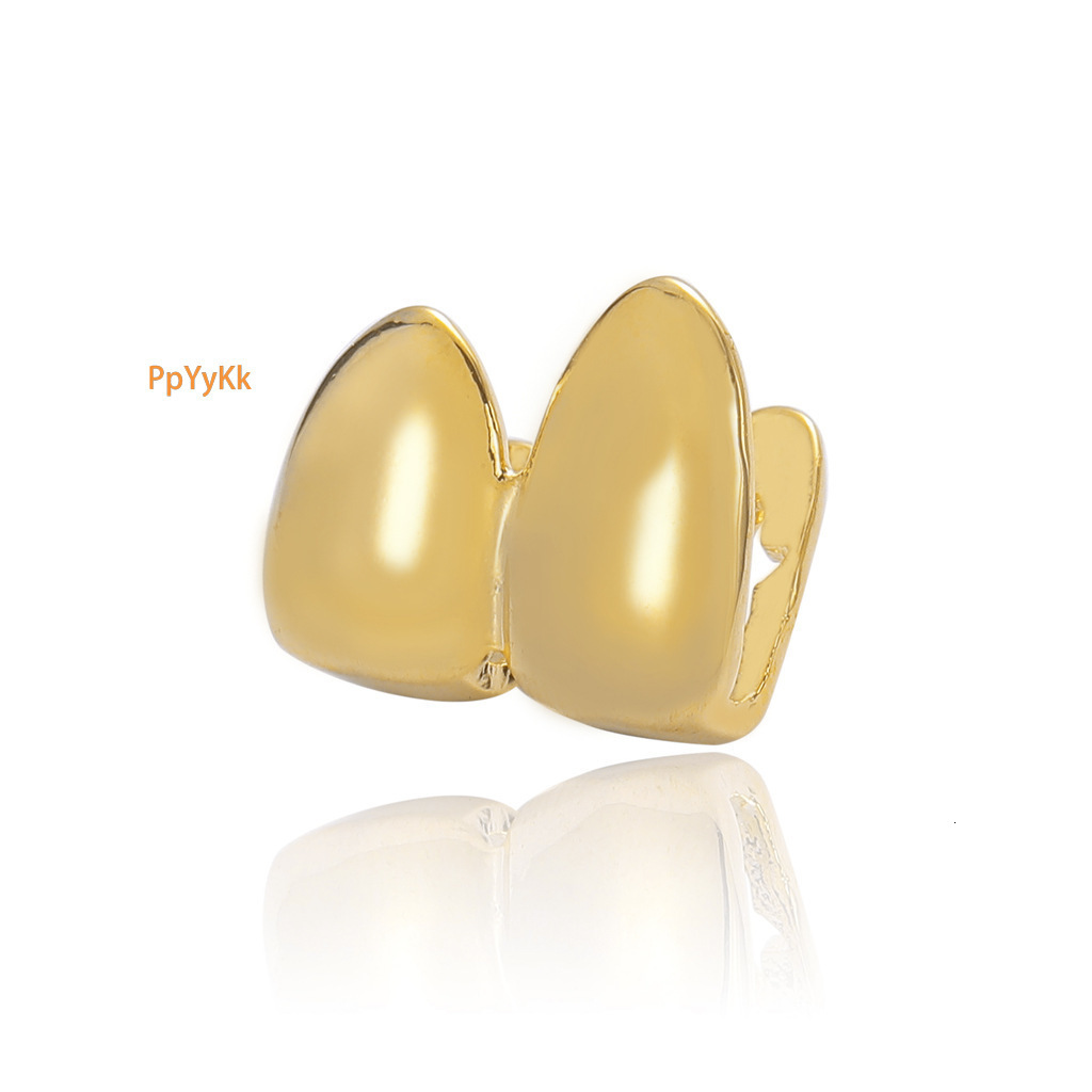 18K Gold Plated 2 Tooth Pointed Fangs Hip Hop Grillz - High Quality Halloween Statement Rapper Costume Accessories