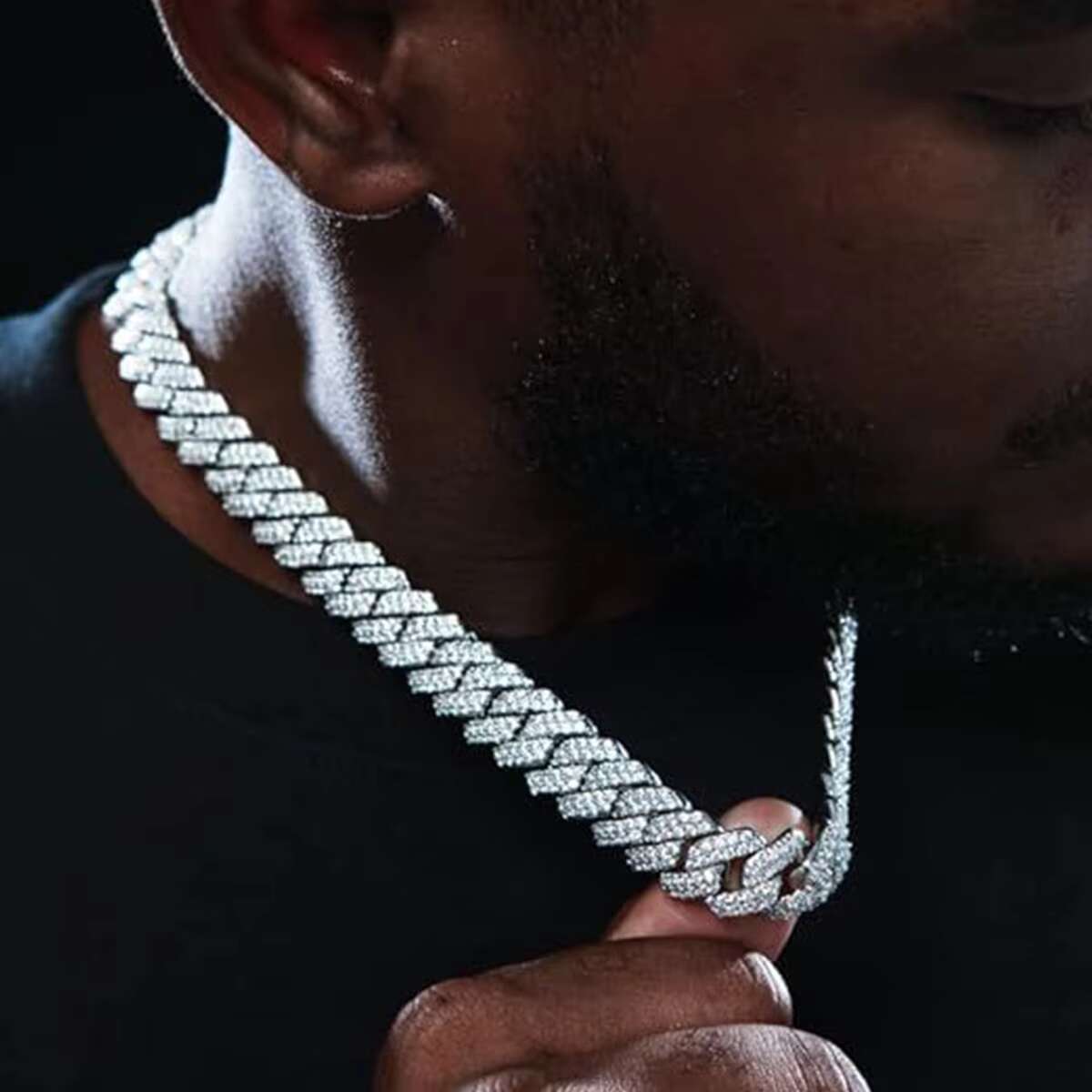 moissanite chain Classic 14mm Diamond Box Buckle Hip Hop Jewelry with Encryption Diamond Shaped Cuban Necklace and Bracelet Fashion Chains