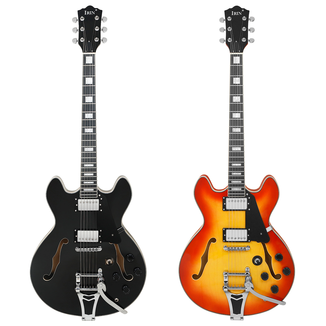 Guitar Electric IRIN JS-520 ODM OEM Classic Top Professional Ashtree Two F Hole 22 Frets 6 String Semi Hollow Body Maple Jazz Electric Guitar