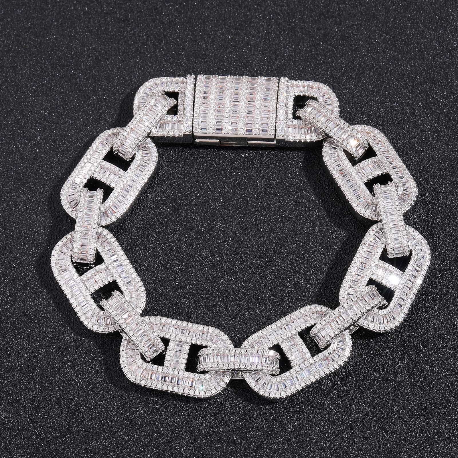 Men's 15MM T Square VVS Moissanite Iced Out Bling Bling Luxury Rapper Hip Hop Bracelet High-End Accessory Pass the diamond tester