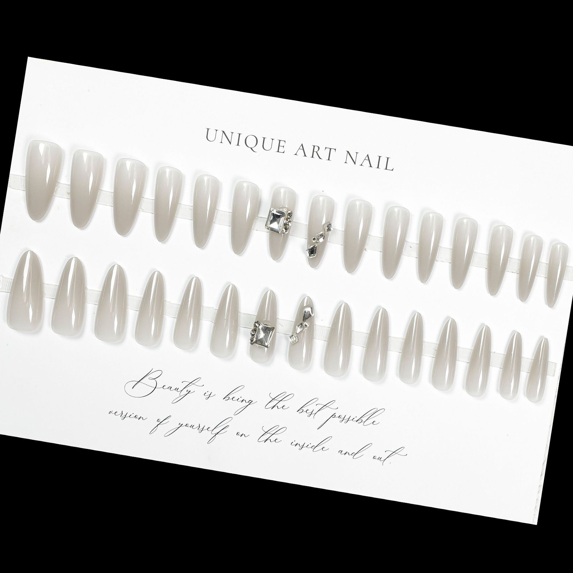 Cool Sensation Ice Transparent Gray Inlaid Diamond Stickers Gentle Temperament Style Wearable Nail Pieces Detachable Finished Products