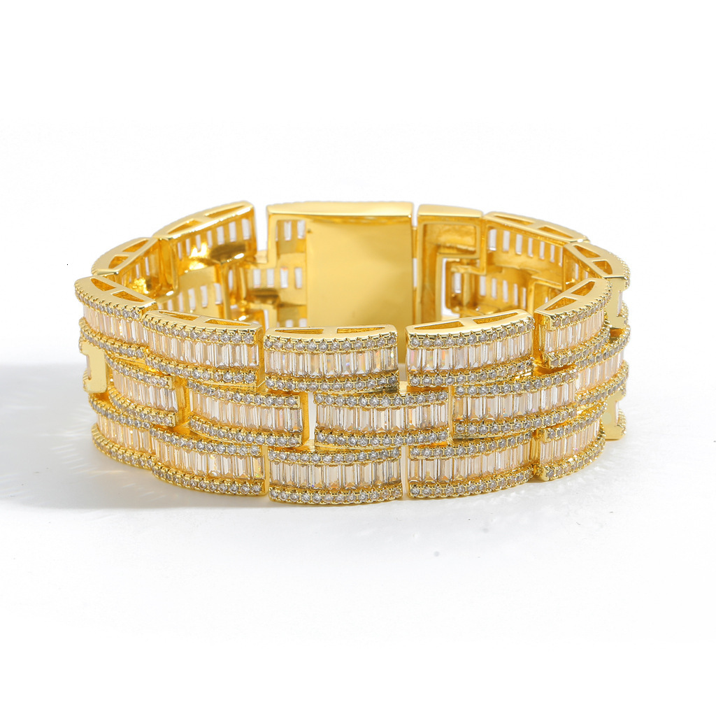 25MM Wide Spring Clasp Watch Chain Bracelet - T-Square Iced Out Moissanite Trendy Bold Niche Men's Jewelry Pass the diamond tester