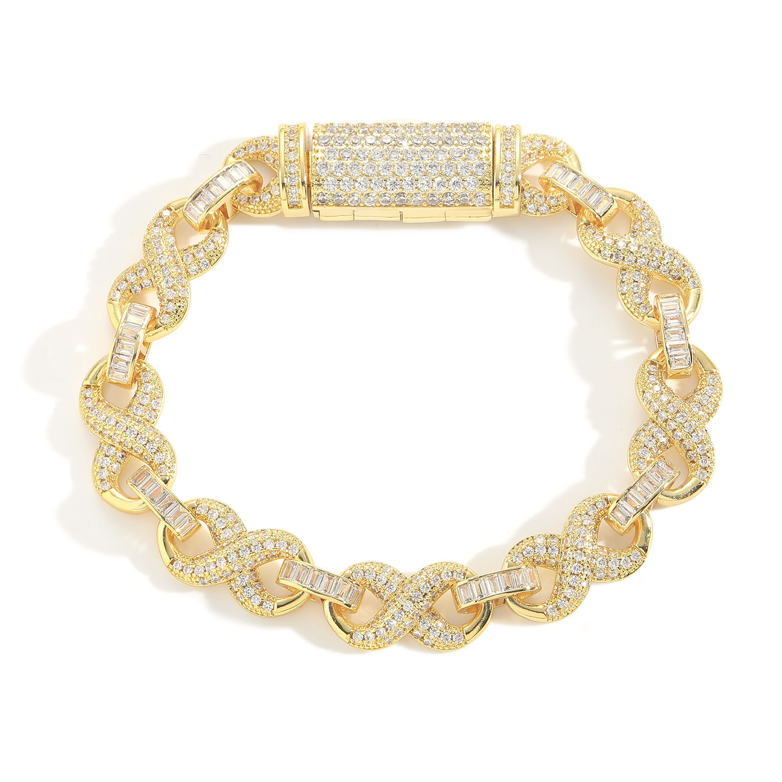 Luxury New Arrival 10mm Infinity 8-Bangle VVS Moissanite Iced Out Cuban Link Unisex Hip Hop Niche Bling Accessory Passes the diamond tester