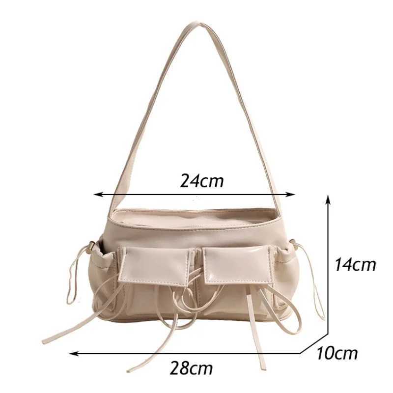 Double Pockets Design PU Leather Shoulder Bags for Women 2025 New Fashion Trend Crossbody Bag Females Silver Handbags XJ250627