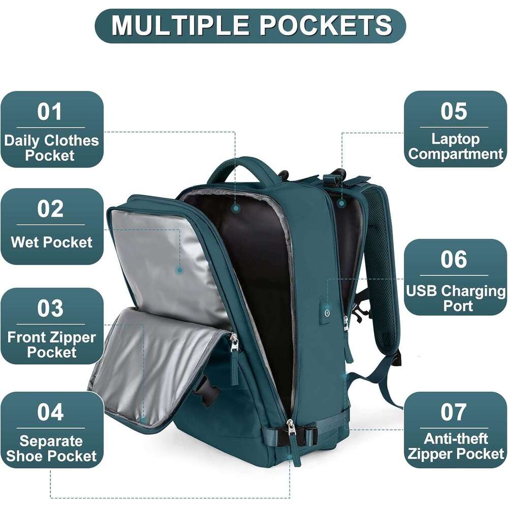 coofay Travel For Women Men Airline Carry On Flight Approved Waterproof Sports Lage Casual Daypack Small Hiking Backpack