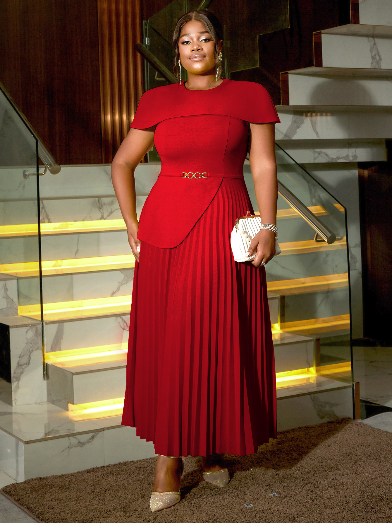 Formal Long Pleated Dresses For Woman Elegant Fashion A-Line Belt Wrapped Party Evening Wedding Festival Lady Gowns