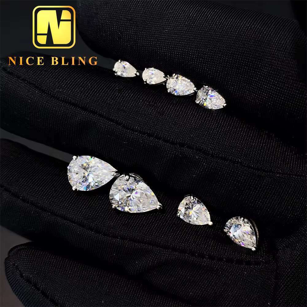 925 Sterling Silver Luxury Ear Studs VVS GRA Gertificate Pear Cut Women Custom Fine Jewelry Moissanite Stud Earring for Women
