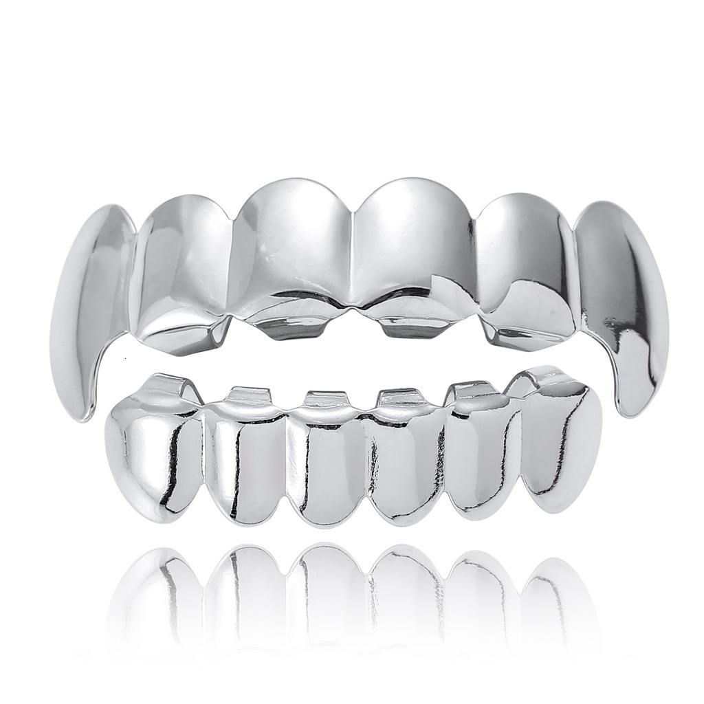 Halloween Hip Hop Vampire Fangs Teeth Grillz Iced Out Wolf Fang Gold Teeth Premium Rapper Accessories Pass the diamond tester