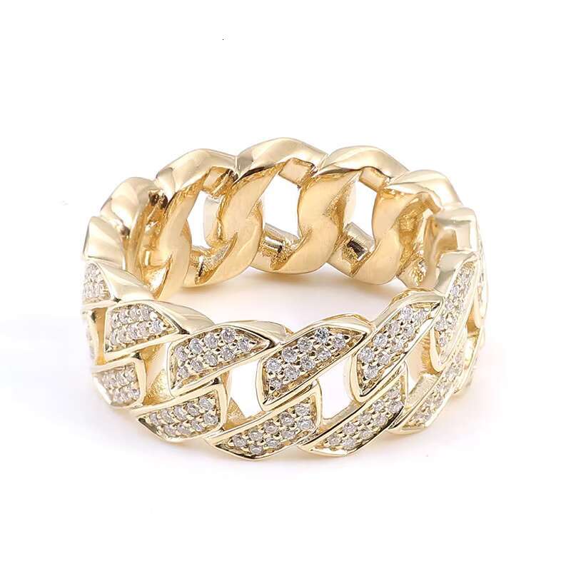 Hand Inlay Round Cut Labgrown Diamond Engagement Ring 14k Yellow Gold Filled Rings Diamond Eternity Ring Hip Hop Men Punk Style