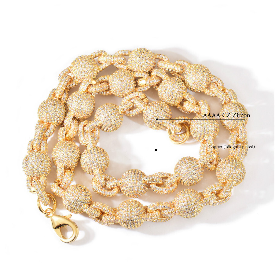 Hip Hop Iced Out VVS Moissanite Bead Sphere Chain Streetwear Rap Statement Necklace Edgy Trendy Jewelry Pass the diamond tester