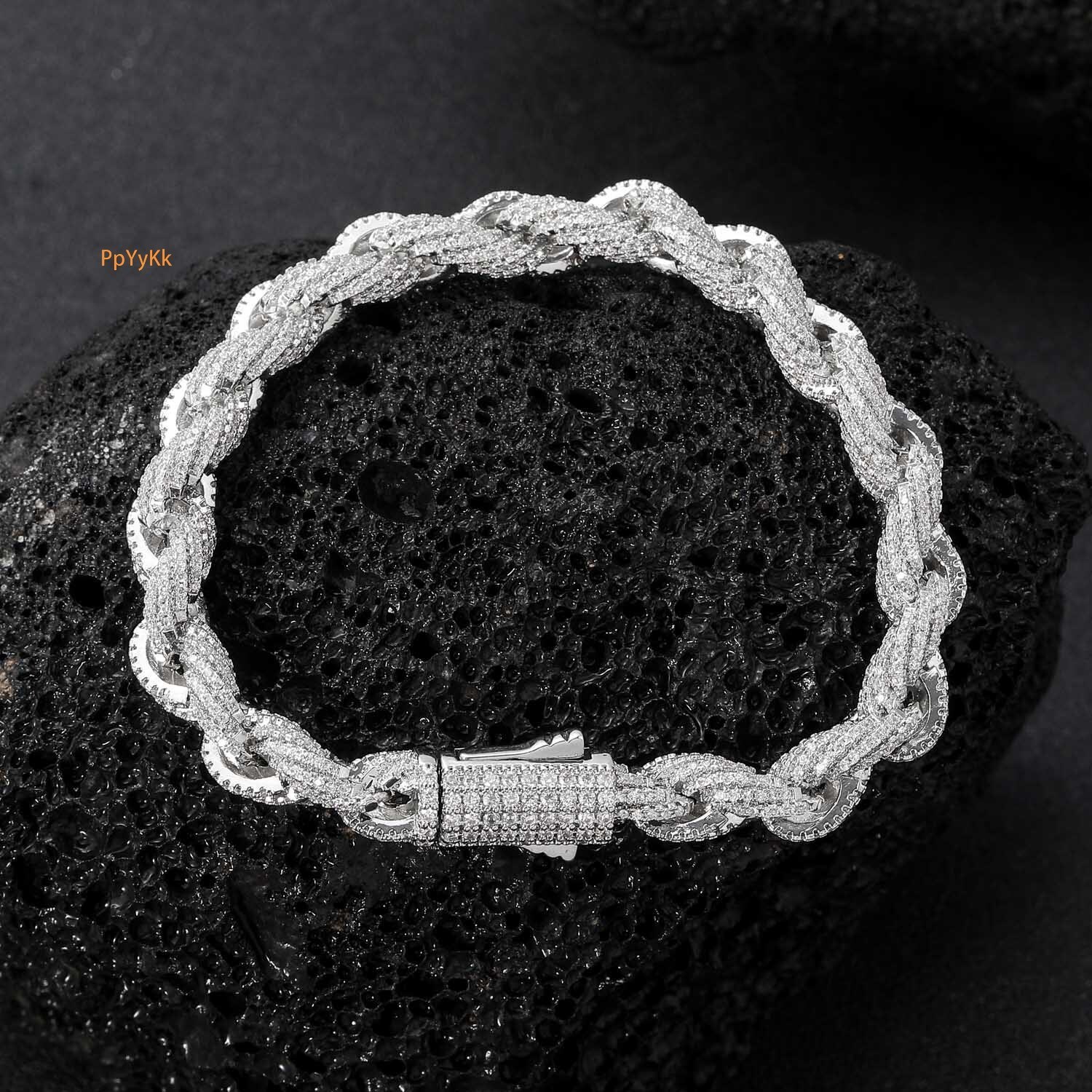 8mm Iced Out Twisted Rope Chain Bling Hip Hop Men's Bracelet Necklace Diamond Cut Fashion Jewelry Passes the Diamond Tester