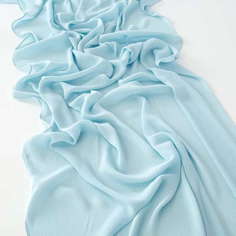 T1092 Chiffon Fine Line Crumpled Long Scarf Women's Pleated Silk Scarf Summer Headscarf