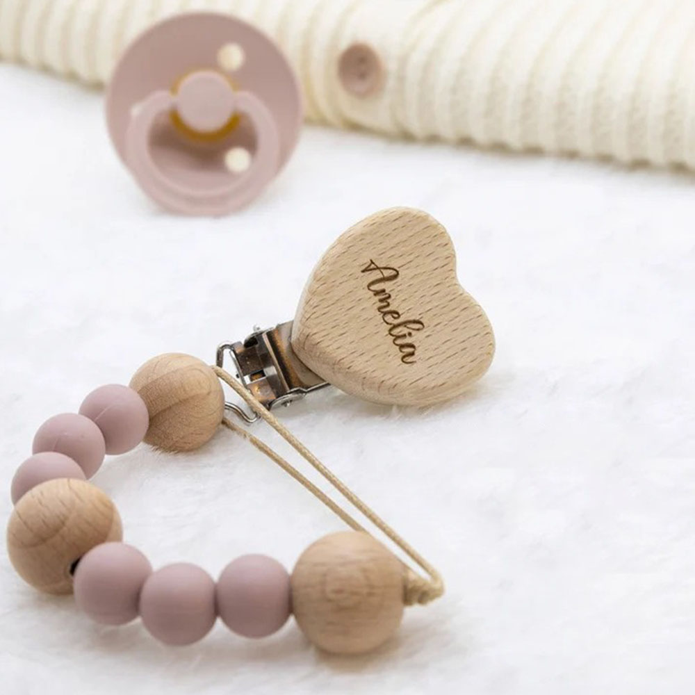 1 PC Custom Baby Pacifier Clip DIY Custom Name Mouth Clip Mouth Chain Comfort Gift/Wooden Chain Gift/Holiday Gift/Birthday Gift/New Year Gift,Customiz