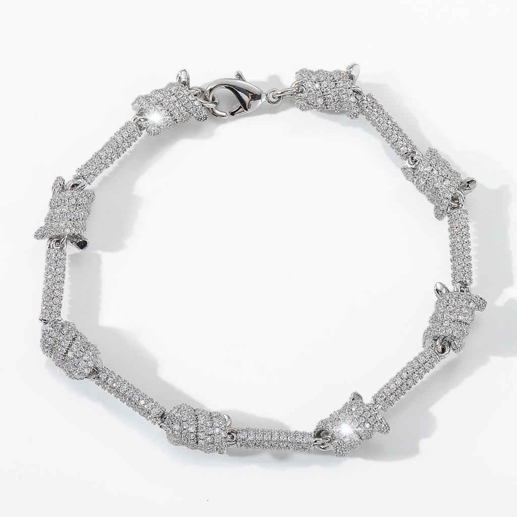 Unisex Iron Wire Chain Unique Cuban Link Double Sided Iced Out Moissanite Bling Bling Jewelry Bracelet Hip Hop Accessory Pass the diamond tester