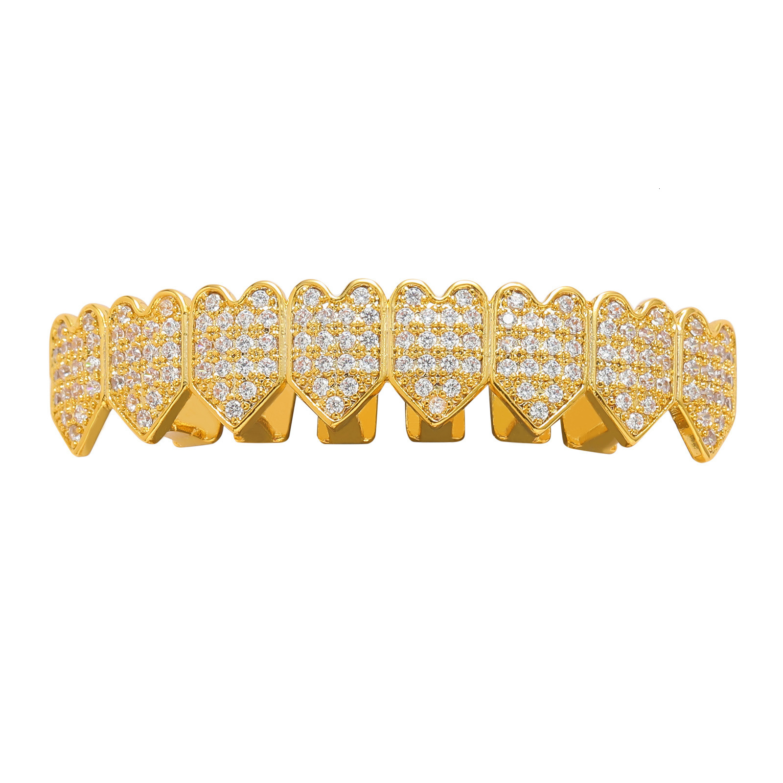 luxury hip hop heart iced out vvs moissanite punk quirky heart gold teeth grillz Rapper Costume Accessories Pass the diamond tester