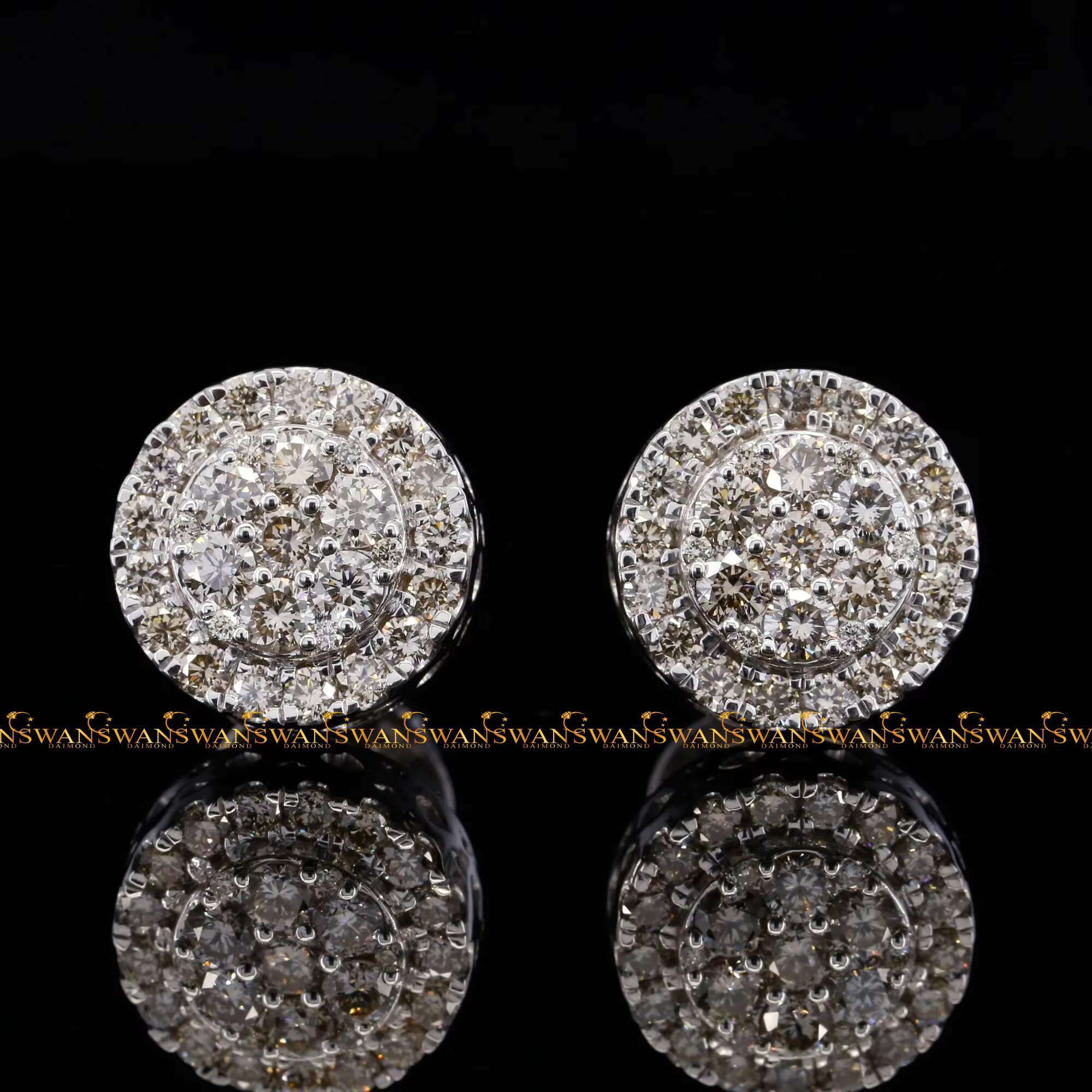 Sparkling Round Brilliant Cut VVs Clarity Moissanite Diamonds Iced Out Hip Hop 925 Sterling Silver Stud Earrings