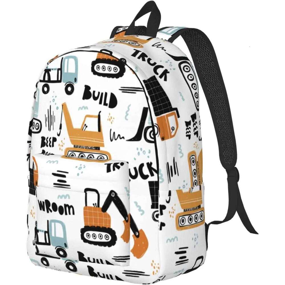 Casual Lightweight Cartoon Truck Laptop Backpack Men Women Travel Bag Outdoor Canvas Daypack