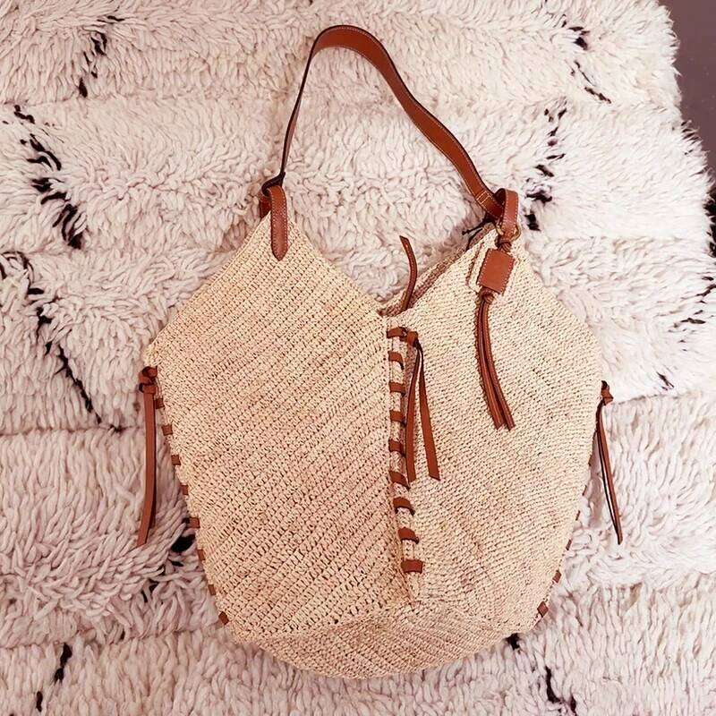 2025 New French Fashion Straw Shoulder Bags Summer Beach Vacation, Large Capacity Handheld Tote Bag For Women Trendy