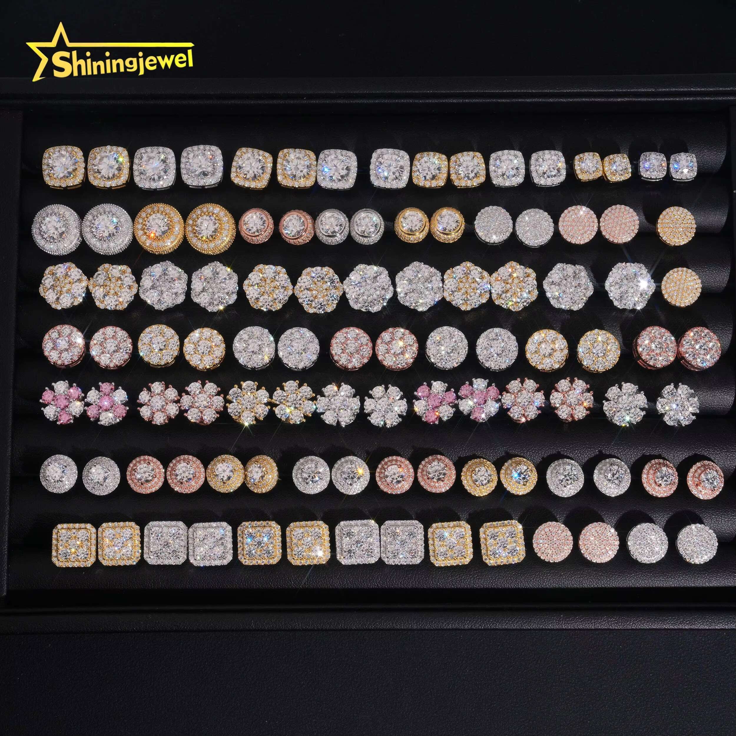 Hip Hop Fine Jewelry Cluster 925 Silver Iced Out GRA Certified VVS Moissanite Diamond Earrings