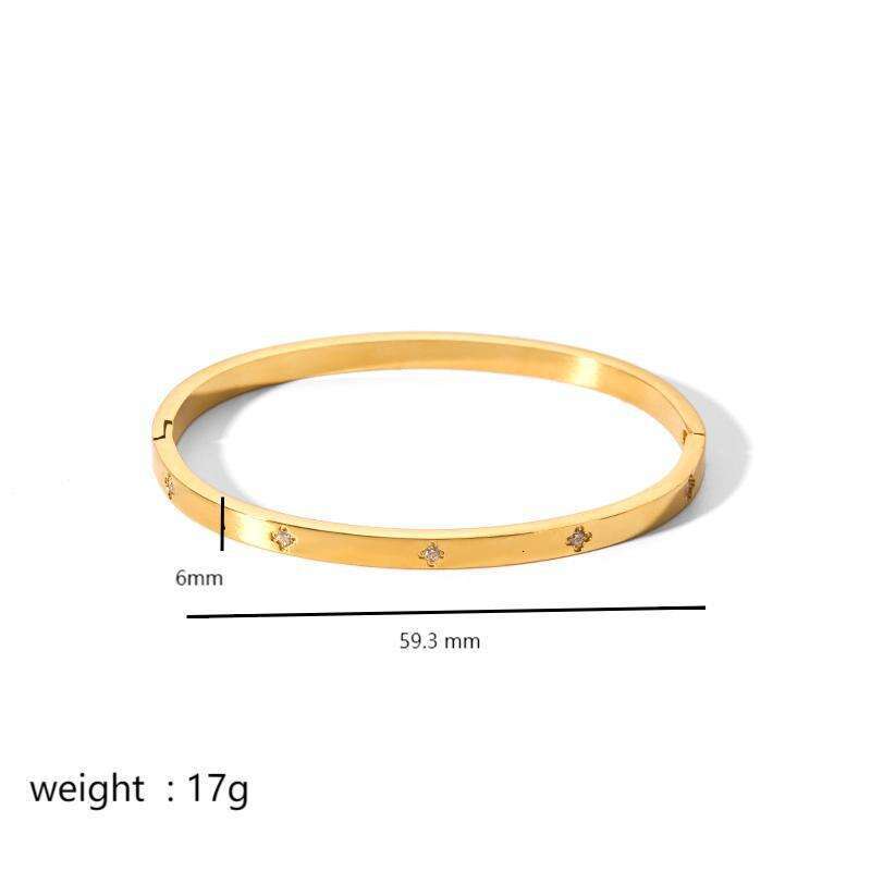 Women's Gold Stainless Steel Zirconium Inlaid Bracelet for Wedding in Light Style