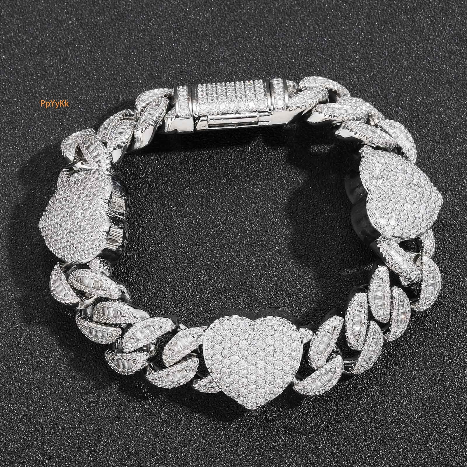 15MM New Luxury VVS Moissanite T-Shaped Square Iced Out Heart Cuban Chain Men's Hip Hop Trendy Statement Accessory Passes the Diamond Tester