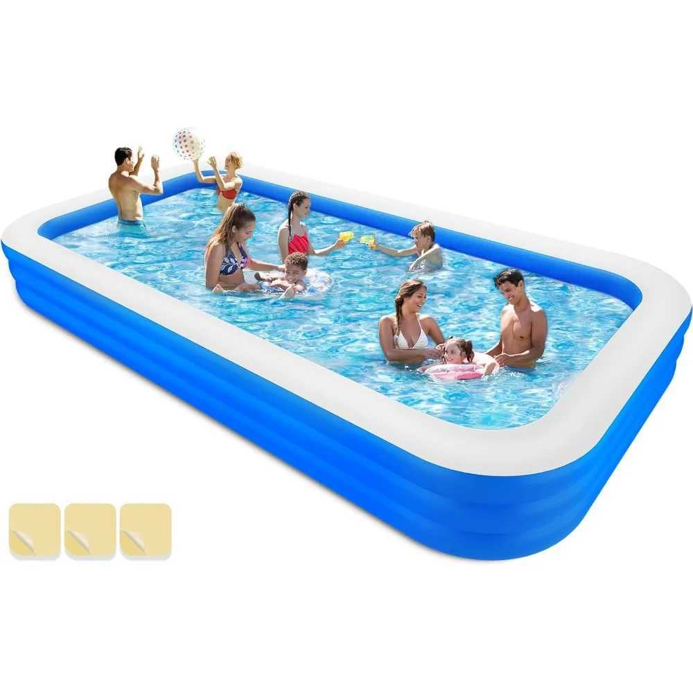 Large Inflatable Pool 145 X 74 X 22 Extra Large Inflatable Pool for Adults Family Garden Pools X2506281