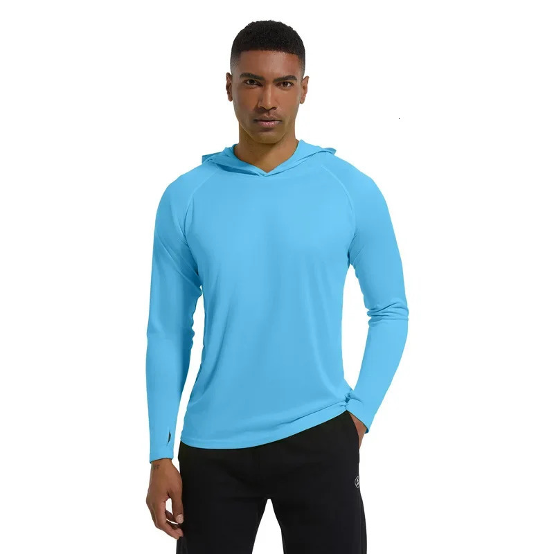 Men Upf 50 Sun Protection t-Shirts Long Sleeve t-Shirt Casual Tops Male Quick Dry Gym Running Tee Shirts With Hood Man Clothing 250627