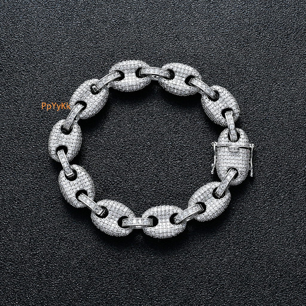 New Arrival Iced Out Bling Luxury Men's 12mm Moissanite Button Clasp Hip Hop Necklace Bracelet Statement Piece Jewelry Pass the diamond tester
