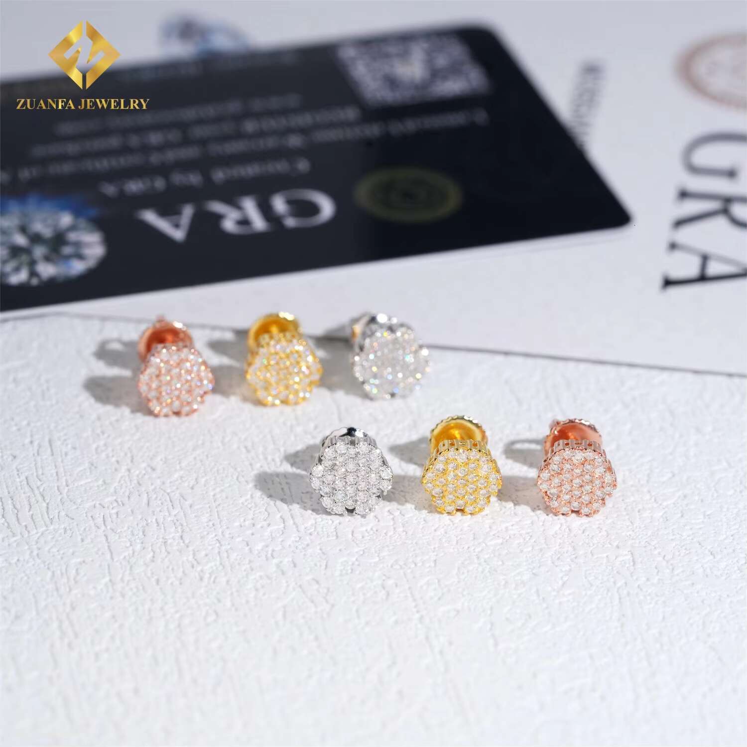 Fine Jeweley Hip Hop Jewelry 925 Sterling Silver Gold Plated Iced Out VVS Diamond Moissanite Screw Stud Earrings