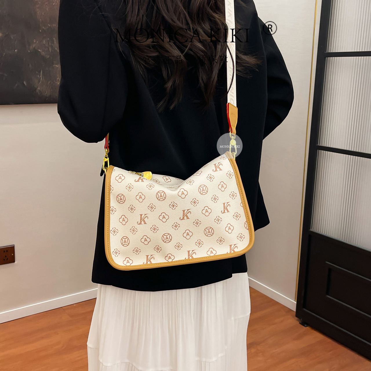Free shipping designer bag Off-White Printed Letter Hong Kong Style Retro Texture Single Shoulder Bag Color Crossbody Bag Women Bag 2025 New Model
