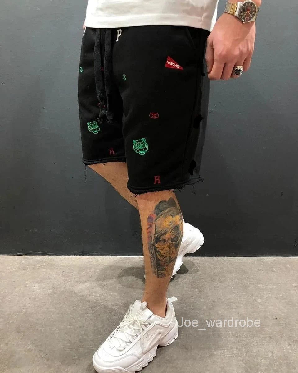 2024 Summer Men Cargo Shorts Jogging Gym Fitness Casual Embroidery Short Pants Street Trend
