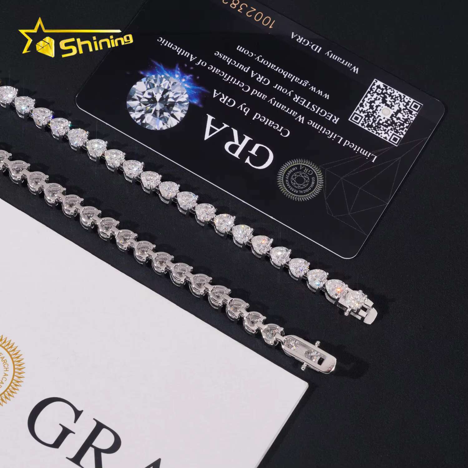 New Arrival 925 Sterling Silver Heart Cut Moissanite Pass Diamond Tester Diamonds Women Men Unisex Tennis Bracelet Fast Shipping