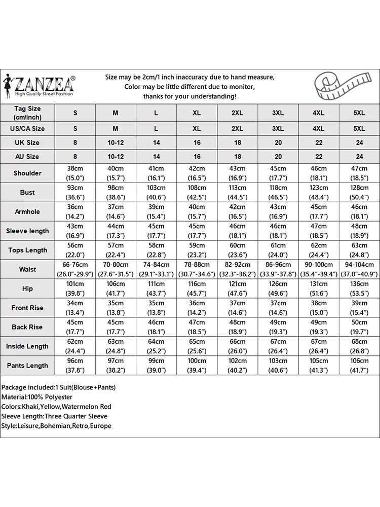 ZANZEA Ele Women Work Pant Sets Fashion 3/4 Sleeve Floral Blouse Trousers Suits 2PCS Casual Tracksuit Two Piece Sets Outfits W250628