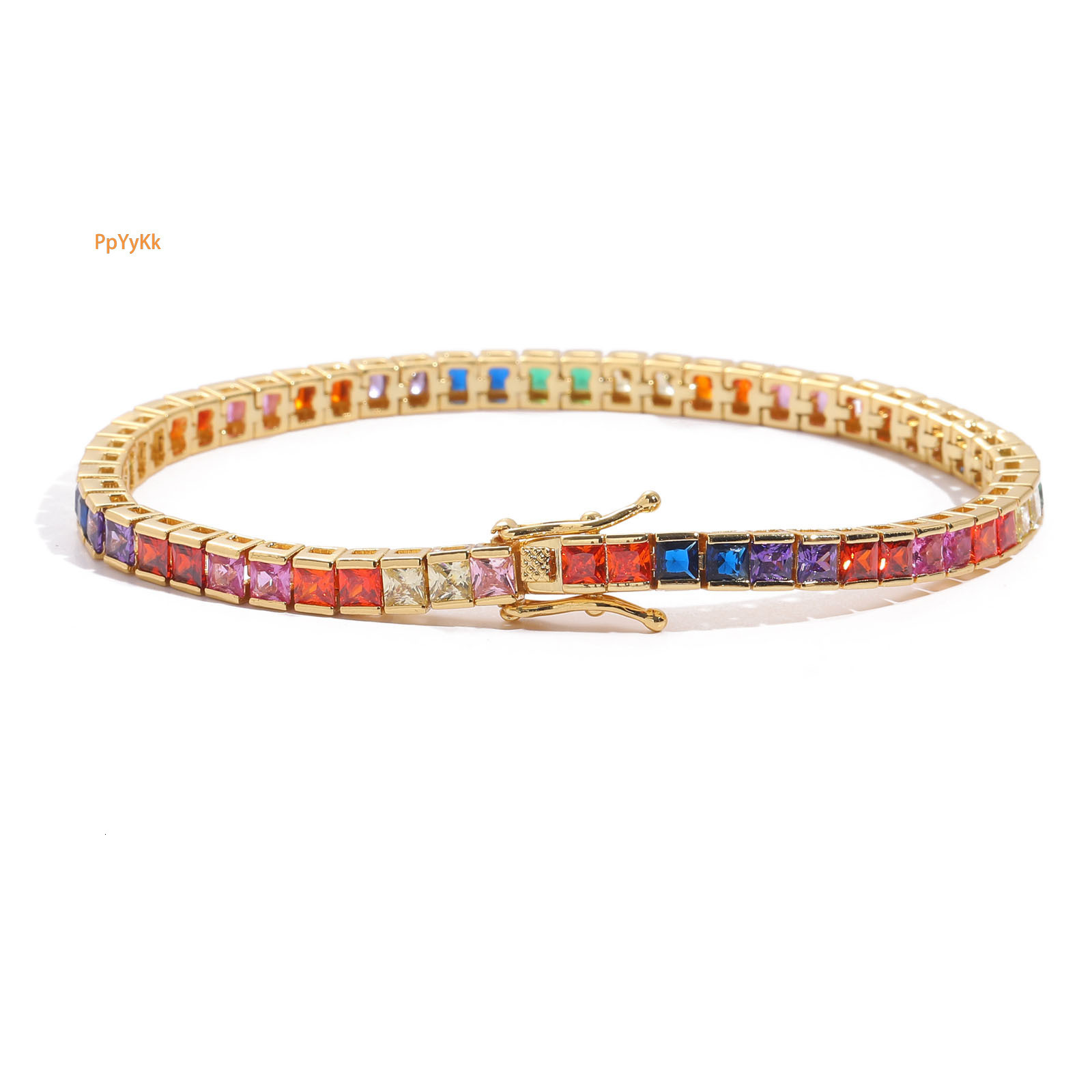 4mm Iced Out Colorful Square Moissanite Tennis Chain Bling Hip Hop Luxury Jewelry Statement Piece Passes the Diamond Tester