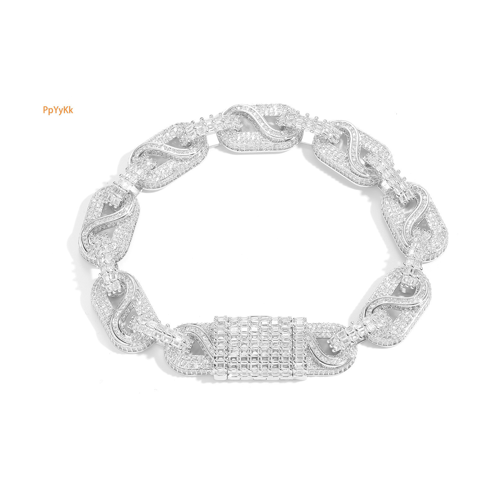 New Fashion T-Shaped Square Mixed Cut Moissanite Infinity Loop Chain - Trendy Streetwear Men's Hip Hop Iced Out Bracelet Passes the diamond teste