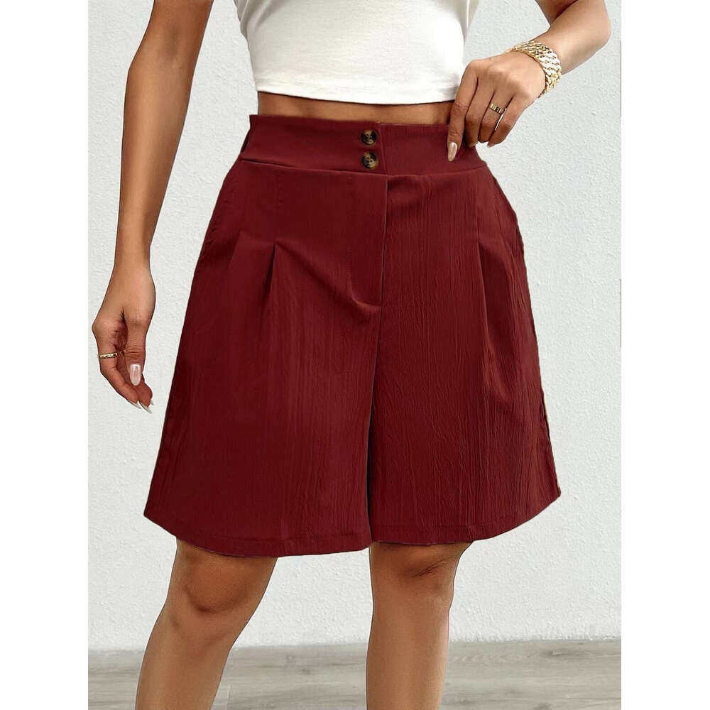 Independent Station Foreign Trade Summer New European and American Womens Fashion Cross-Border Solid Color High-Waisted Shorts for Women Summer