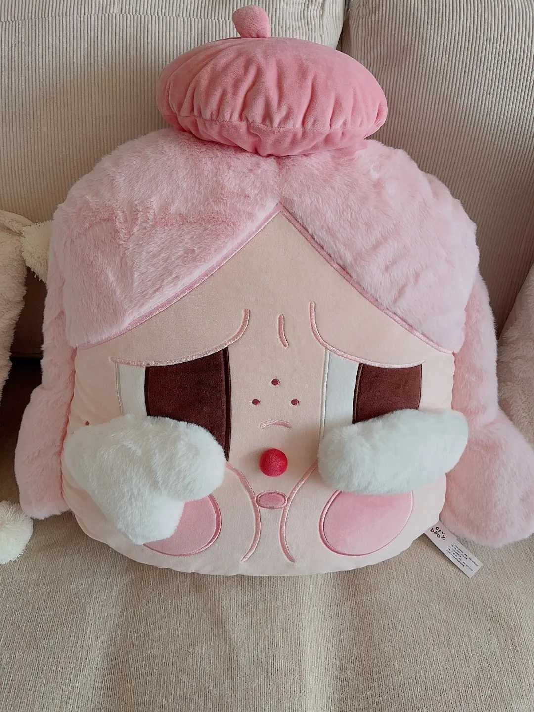New Crydoll Car Headrest Throw Pillow Back Cushion Cartoon Stuffed Soft Cry Baby Push Pillow Doll Comfortable Cushion Girl Gifts Y250627