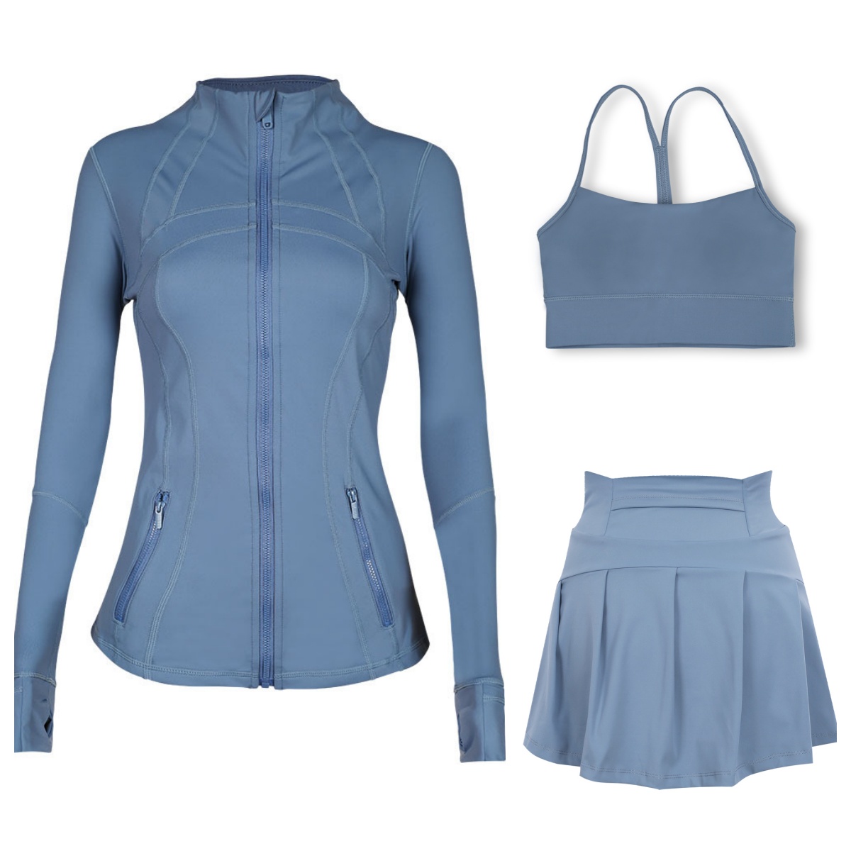 2025--Set Three pieces Workout set Women Yoga Sets lemonize jackets skirt Push Up High Waist Sports Jackets Zip Up Coat Elastic skir Gym Suits