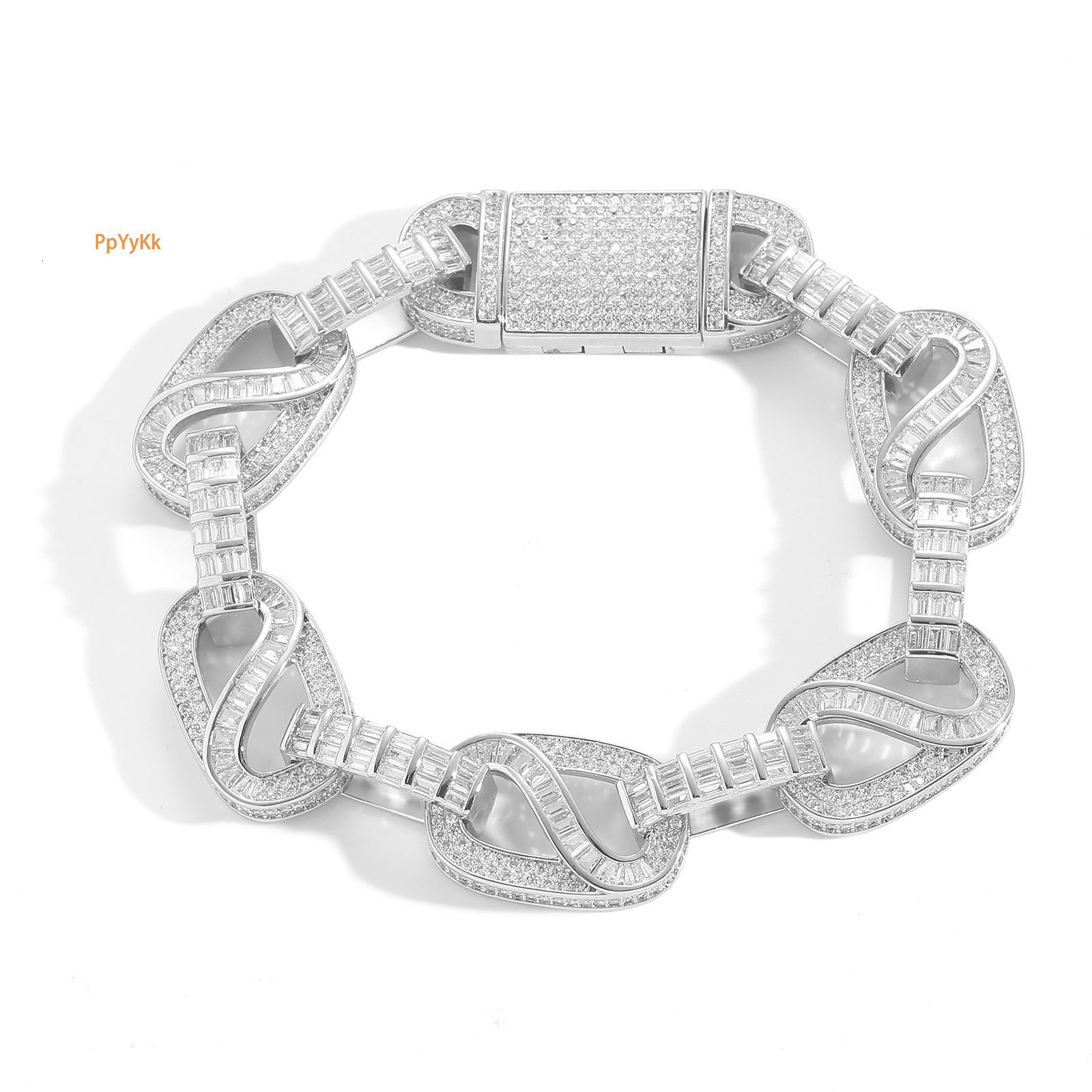 New Arrival 15MM Infinity Bracelet Iced Out Moissanite Fully Iced Hip Hop Men's Bling Jewelry Statement Piece Passes the Diamond Tester