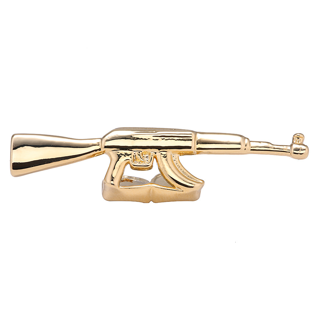 Halloween Hip Hop 18k Gold Plated AK47 Rifle Design Grillz Premium Trendy Rapper Costume Accessories Pass the diamond tester